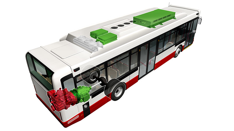 City bus diagram and rendering